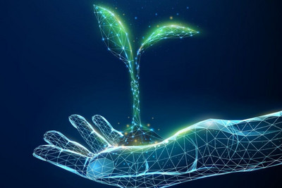 illustration numérique d’une main portant une pousse